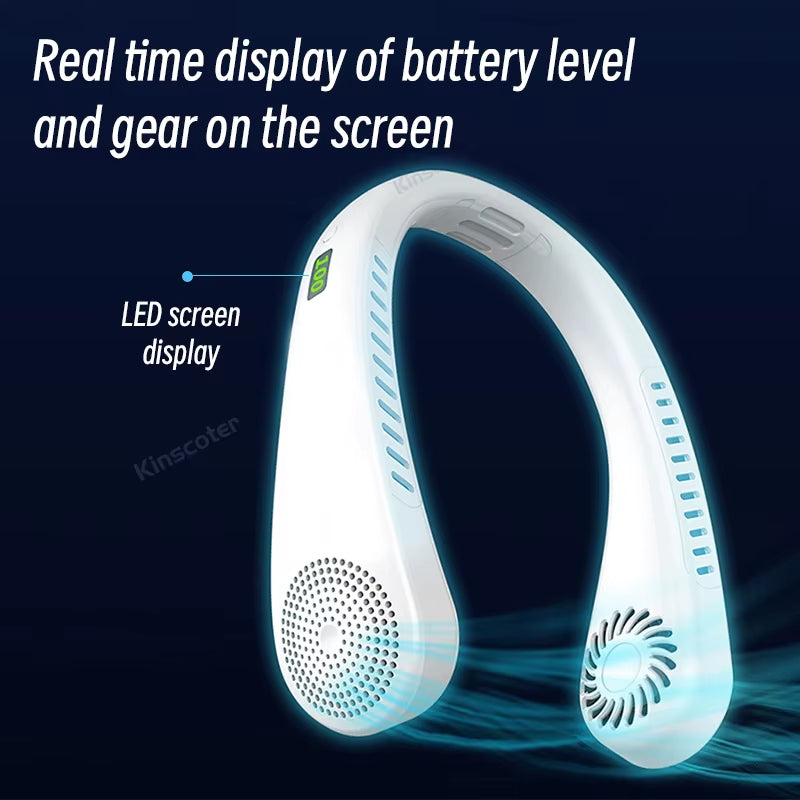 Hanging Neck Fan Portable Air Conditioner USB 2000Mah Rechargeable Air Cooler 3 Speed Outdoor Electric Fan with Power Screen