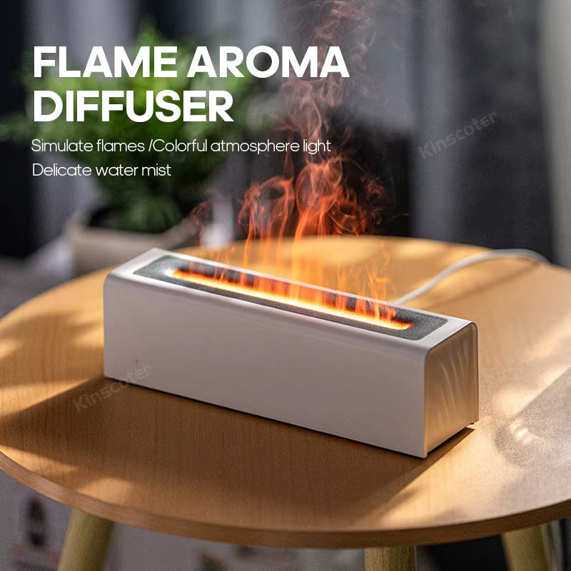 Flame Aroma Diffuser Air Humidifier Ultrasonic Cool Mist Maker Fogger LED Essential Oil Flame Lamp Difusor