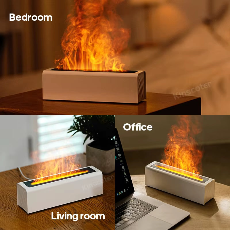 Flame Aroma Diffuser Air Humidifier Ultrasonic Cool Mist Maker Fogger LED Essential Oil Flame Lamp Difusor