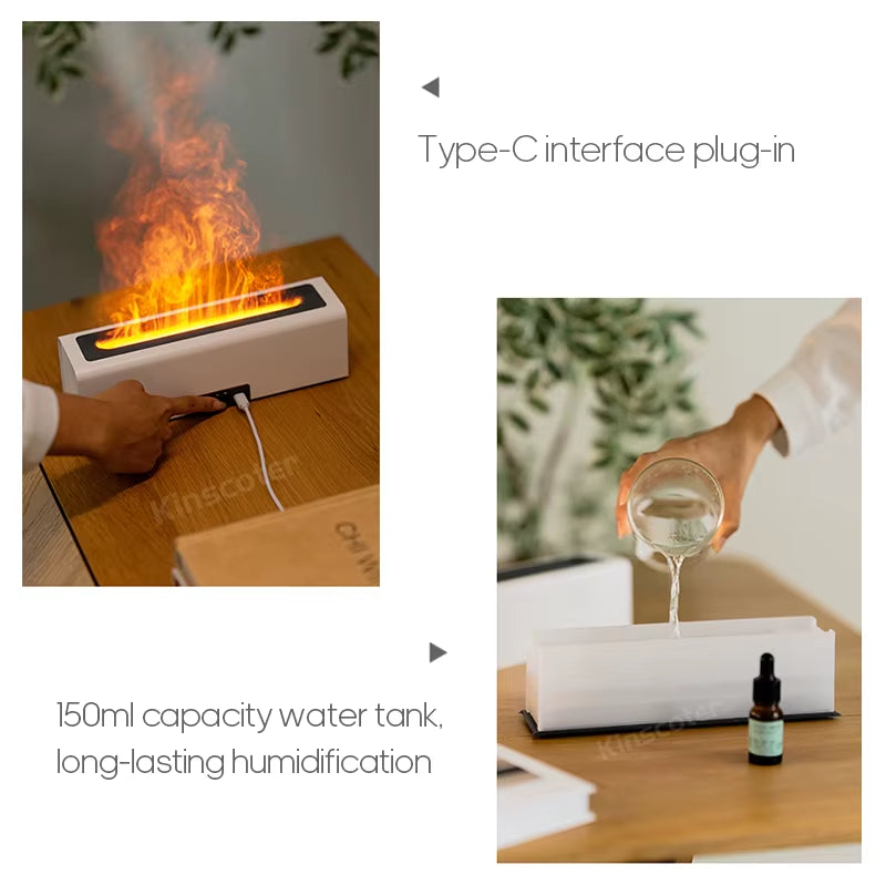 Flame Aroma Diffuser Air Humidifier Ultrasonic Cool Mist Maker Fogger LED Essential Oil Flame Lamp Difusor