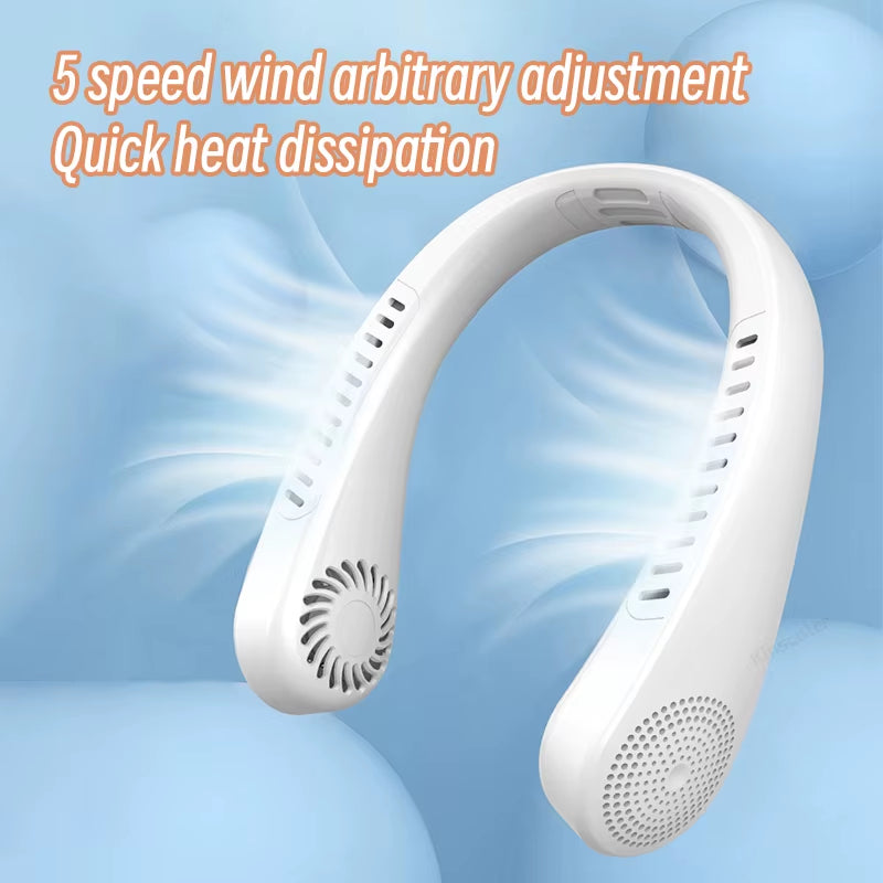 Hanging Neck Fan Portable Air Conditioner USB 2000Mah Rechargeable Air Cooler 3 Speed Outdoor Electric Fan with Power Screen