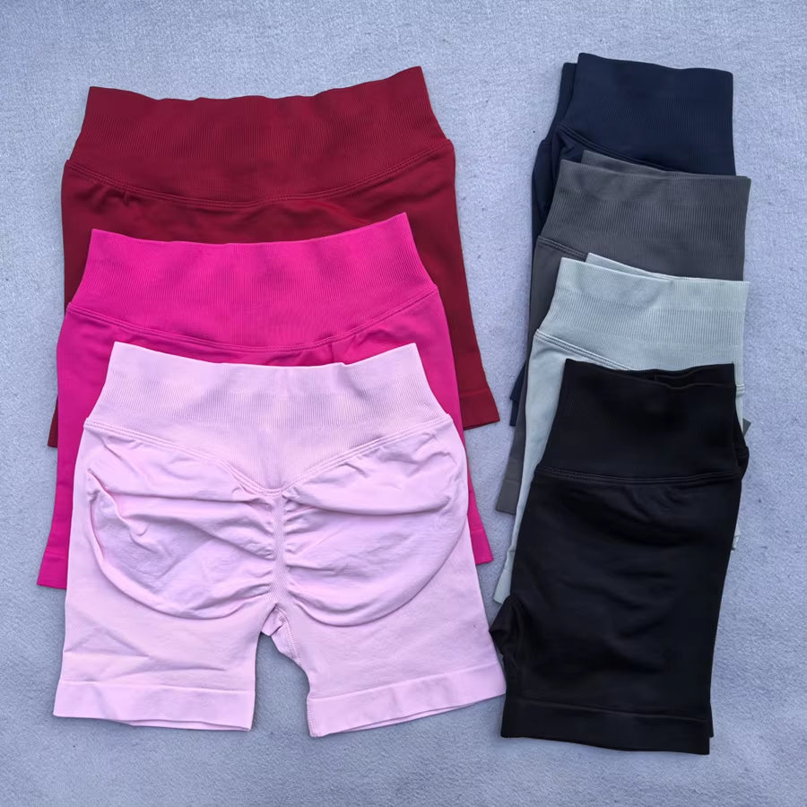 New Sports Shorts Women Low Waist Seamless Yoga Shorts Scrunch Bum Gym Shorts Workout Biker Shorts Stretch Fitness Shorts
