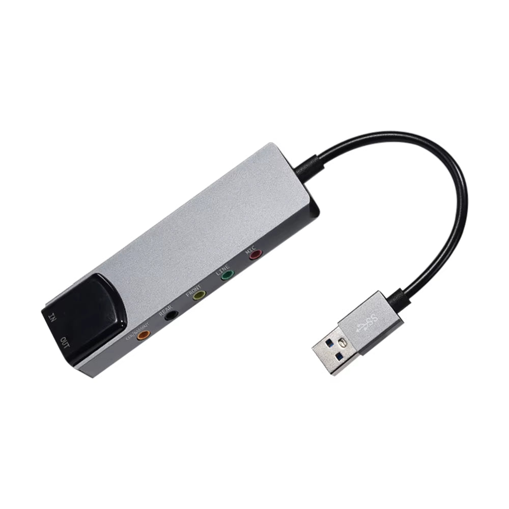 6-In-1 USB External Optical Sound Card Multifunction Audio Converter Adapter for Notebook Aluminium Sound Card