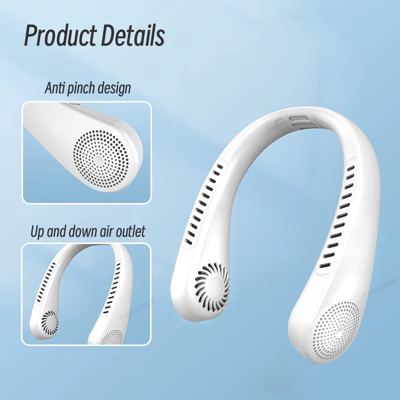 Hanging Neck Fan Portable Air Conditioner USB 2000Mah Rechargeable Air Cooler 3 Speed Outdoor Electric Fan with Power Screen