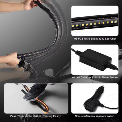 96 LED Strobe Lights for Emergency Flash Warning Lamp Windshield Bar 3030 Beads Red Blue Amber White Green Car Light Assembly