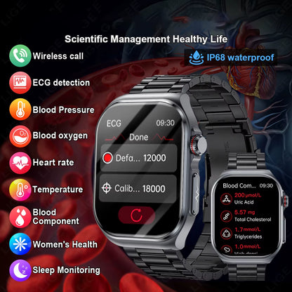 AMOLED Smart Watch ET585 Men ECG Blood Compositoin Health Monitoring Bluetooth Call Women Sports Fitness Tracker Smartwatch