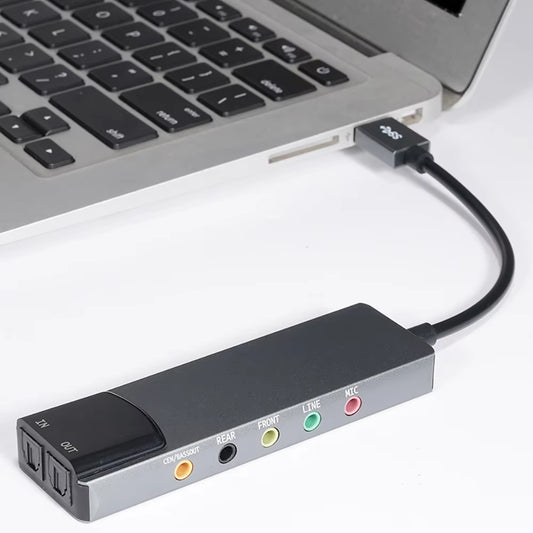 6-In-1 USB External Optical Sound Card Multifunction Audio Converter Adapter for Notebook Aluminium Sound Card