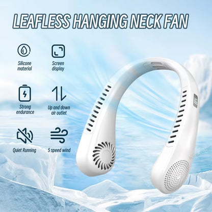 Hanging Neck Fan Portable Air Conditioner USB 2000Mah Rechargeable Air Cooler 3 Speed Outdoor Electric Fan with Power Screen